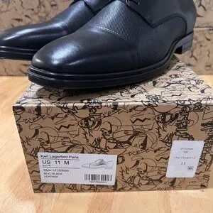 Karl Lagerfeld Paris LF1D2000 BLACK LEATHER Dress Shoe BNIB Leather Banded Loafer With Karl Head | Flats & Loafers  main image 3